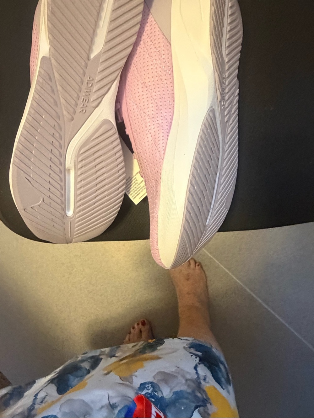 adidas Women’s Pink Sneakers with Neon Yellow Logo Accents - Picture 4 of 5